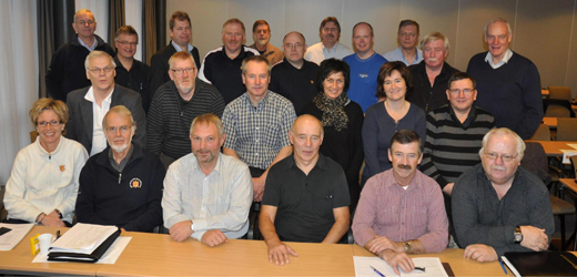 Styremedlemmer og representanter fra administrasjonen sammen med ledere fra Midt-Norge og Nord-Norge som deltok ved RS høsten 2011